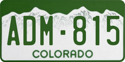 CO license plate ADM815