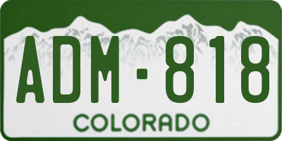 CO license plate ADM818