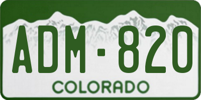 CO license plate ADM820