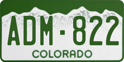CO license plate ADM822