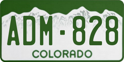 CO license plate ADM828