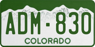 CO license plate ADM830