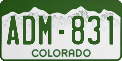 CO license plate ADM831