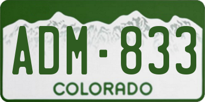 CO license plate ADM833