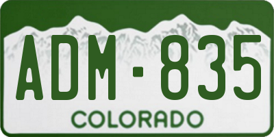 CO license plate ADM835
