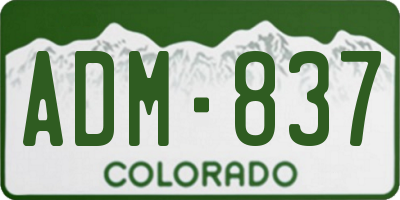 CO license plate ADM837