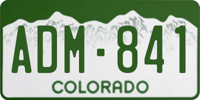 CO license plate ADM841