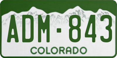 CO license plate ADM843