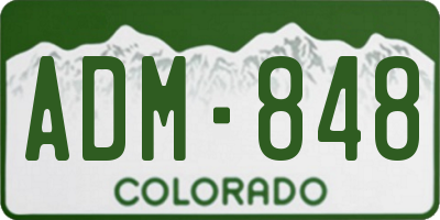 CO license plate ADM848