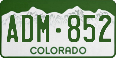 CO license plate ADM852