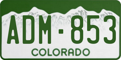 CO license plate ADM853