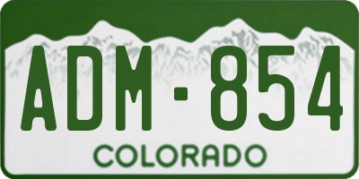 CO license plate ADM854