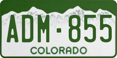 CO license plate ADM855