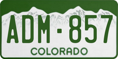CO license plate ADM857