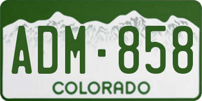 CO license plate ADM858
