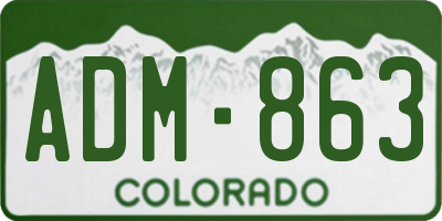 CO license plate ADM863
