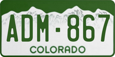 CO license plate ADM867