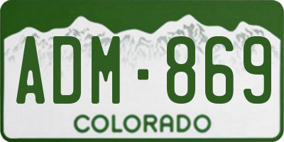 CO license plate ADM869