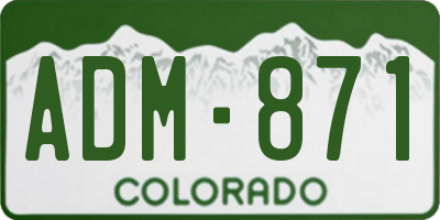 CO license plate ADM871