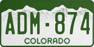 CO license plate ADM874