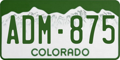 CO license plate ADM875