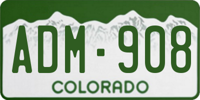 CO license plate ADM908