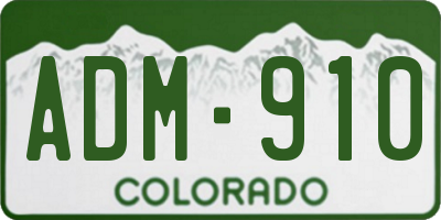 CO license plate ADM910