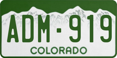CO license plate ADM919