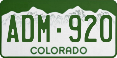 CO license plate ADM920