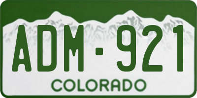 CO license plate ADM921