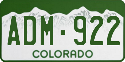 CO license plate ADM922