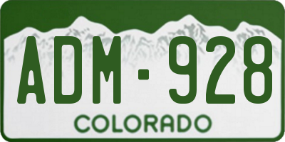 CO license plate ADM928