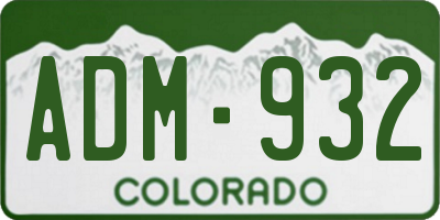 CO license plate ADM932