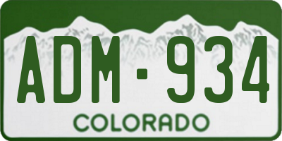 CO license plate ADM934