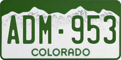 CO license plate ADM953