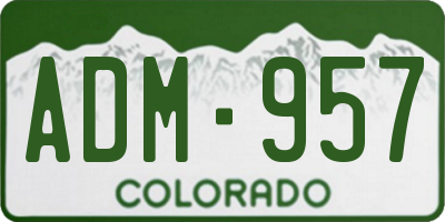 CO license plate ADM957