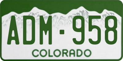 CO license plate ADM958