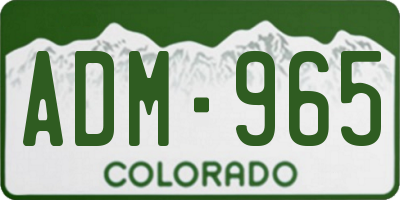 CO license plate ADM965