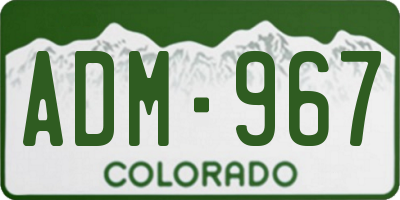 CO license plate ADM967