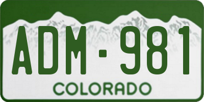 CO license plate ADM981