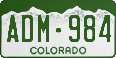 CO license plate ADM984