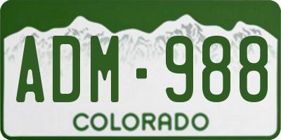 CO license plate ADM988
