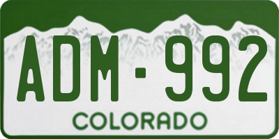 CO license plate ADM992