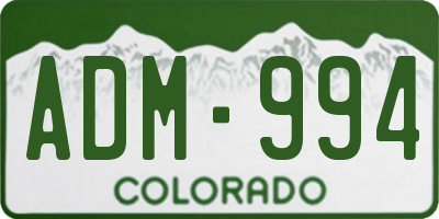 CO license plate ADM994