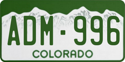 CO license plate ADM996