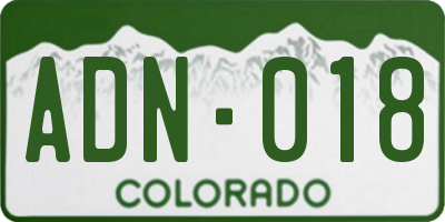 CO license plate ADN018