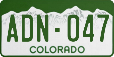CO license plate ADN047