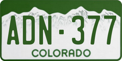 CO license plate ADN377