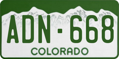 CO license plate ADN668