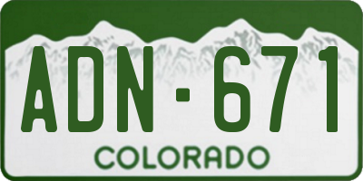 CO license plate ADN671